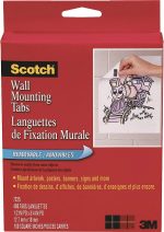3M 108 Scotch Removable Mounting Squares, 1" x 1", White